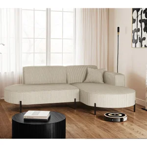 Hoekbank, L-vormige bank, design Modena, pure stof, Poso beige, rechts Hoekbank, L-vormige bank, design Modena, pure stof, Poso beige, rechts