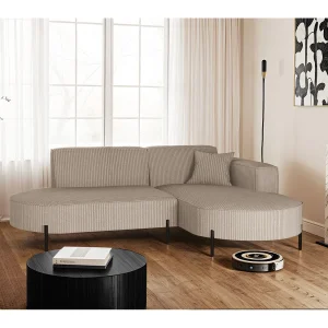 Hoekbank, L-vormige bank, design Modena, pure stof Poso, donkerbeige, rechts Hoekbank, L-vormige bank, design Modena, pure stof Poso, donkerbeige, rechts