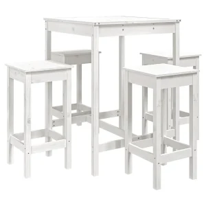 Hendrin  5-delige Tuinbarset massief grenenhout wit