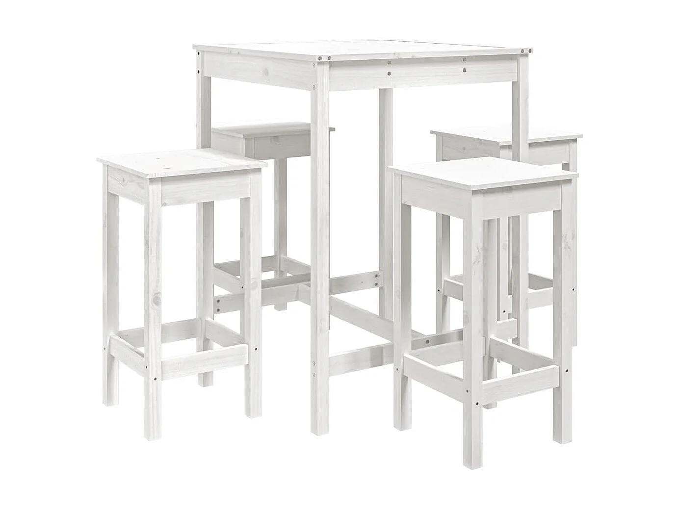Hendrin 5-delige Tuinbarset massief grenenhout wit