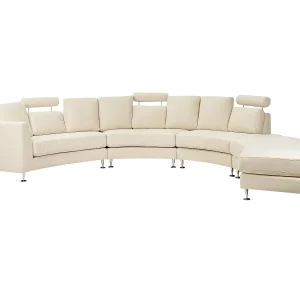 Hoekbank 7-persoons stof beige ROTUNDE Hoekbank 7-persoons stof beige ROTUNDE