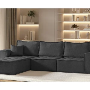 Hoekbank Bohoo Maxi L-vorm, stof Raven, grafiet, links Hoekbank Bohoo Maxi L-vorm, stof Raven, grafiet, links