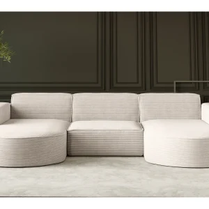 Hoekbank, Modena U-vorm, Poso stof, beige Hoekbank, Modena U-vorm, Poso stof, beige