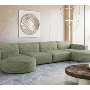 Hoekbank, Modena U XL, Poso stof, lichtgroen Hoekbank, Modena U XL, Poso stof, lichtgroen