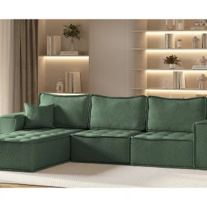 Hoekbank Bohoo Maxi L-vorm, stof Raven, lichtgroen, links Hoekbank Bohoo Maxi L-vorm, stof Raven, lichtgroen, links
