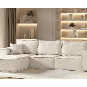 Hoekbank Bohoo Maxi L-vorm, stof Raven, lichtbeige, links Hoekbank Bohoo Maxi L-vorm, stof Raven, lichtbeige, links