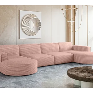 Hoekbank, Modena U XL, stof Poso, roze Hoekbank, Modena U XL, stof Poso, roze