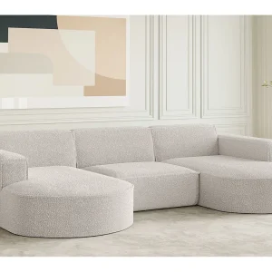 Hoekbank design, bank U-vorm MODENA stof Loop Cream