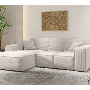Hoekbank, L-vormige hoekbank, woonkamer, SIENA bank in Poso stof, beige, links Hoekbank, L-vormige hoekbank, woonkamer, SIENA bank in Poso stof, beige, links