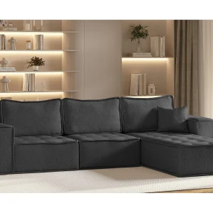 Hoekbank Bohoo Maxi L-vorm, stof Raven, grafiet, rechts Hoekbank Bohoo Maxi L-vorm, stof Raven, grafiet, rechts