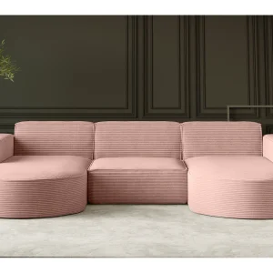 Hoekbank, Modena U-vorm, Poso stof, roze Hoekbank, Modena U-vorm, Poso stof, roze