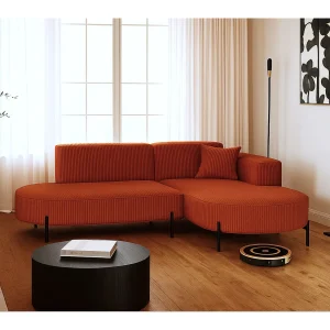 Hoekbank, L-vormige bank, design Modena, pure stof, Poso, koper, rechts Hoekbank, L-vormige bank, design Modena, pure stof, Poso, koper, rechts