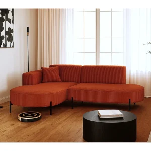Hoekbank, L-vormige bank, design Modena, pure stof, Poso, koper, links Hoekbank, L-vormige bank, design Modena, pure stof, Poso, koper, links