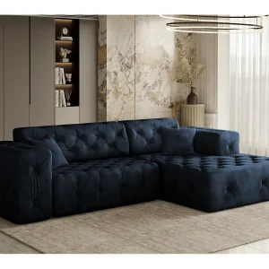 Hoekbank LUX L-vorm, stof Whisper, blauw, rechts