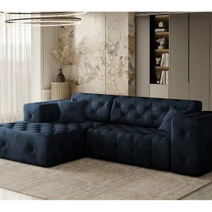 Hoekbank LUX L-vorm, stof Whisper, blauw, links
