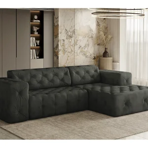 Hoekbank LUX L-vorm, stof Whisper, grafiet, rechts