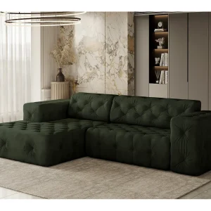Hoekbank LUX L-vorm, stof Whisper, groen, links