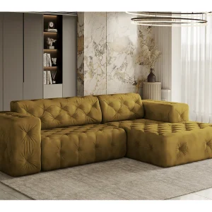Hoekbank LUX L-vorm, stof Whisper, Golden, rechts