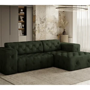 Hoekbank LUX L-vorm, stof Whisper, groen, rechts