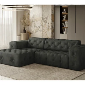 Hoekbank LUX L-vorm, stof Whisper, grafiet, links