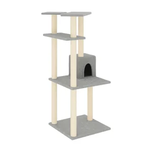 Gudleikr  Kattenmeubel met sisal krabpalen 123 cm lichtgrijs
