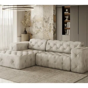 Hoekbank LUX L-vorm, stof Whisper, crème, links
