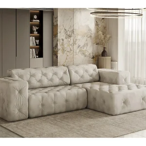 Hoekbank LUX L-vorm, stof Whisper, crème, rechts