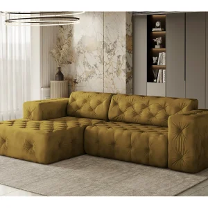 Hoekbank LUX L-vorm, stof Whisper, Golden, links