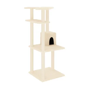 Gudleikr  Kattenmeubel met sisal krabpalen 123 cm crèmekleurig