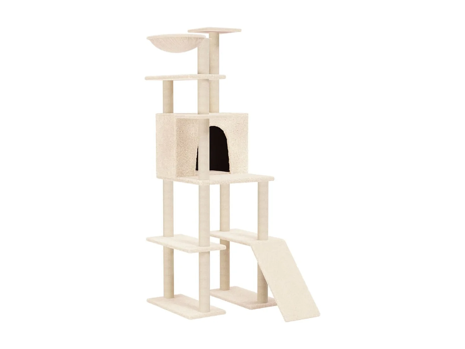 Grimhel Kattenmeubel met sisal krabpalen 166 cm crèmekleurig