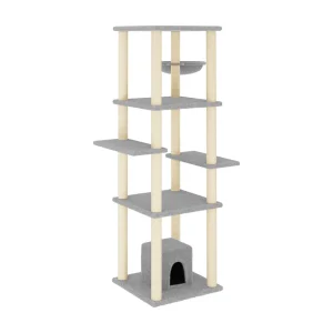 Gryvin  Kattenmeubel met sisal krabpalen 154 cm lichtgrijs