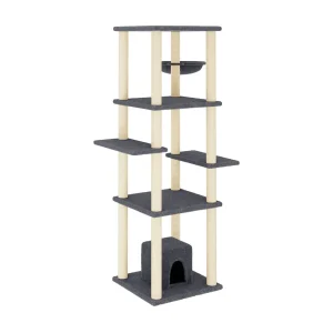 Gryvin  Kattenmeubel met sisal krabpalen 154 cm donkergrijs