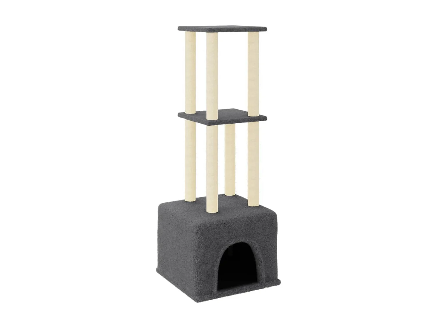 Hemiksem Kattenmeubel met sisal krabpalen 133,5 cm donkergrijs
