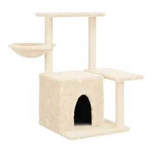 Hildborg Kattenmeubel met sisal krabpalen 83 cm crèmekleurig Hildborg Kattenmeubel met sisal krabpalen 83 cm crèmekleurig