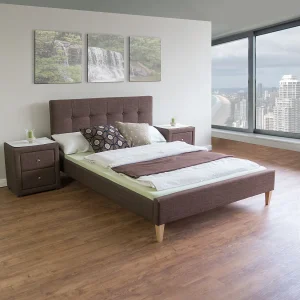 Gestoffeerd bed 140×200 cm bruin Gestoffeerd bed 140×200 cm bruin
