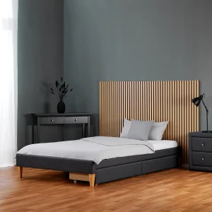 Gestoffeerd bed 145x32x210 cm grijs