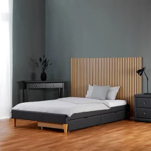 Gestoffeerd bed 95x32x210 cm grijs Slatts