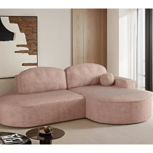 Hoekbank met slaapfunctie en bedstee Modena Ronde stof Poso Rosa Rechts Hoekbank met slaapfunctie en bedstee Modena Ronde stof Poso Rosa Rechts