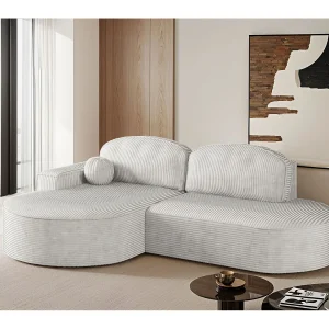 Hoekbank met slaapfunctie en bedstee Modena Ronde stof Poso Beige Links Hoekbank met slaapfunctie en bedstee Modena Ronde stof Poso Beige Links