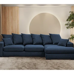 Hoekbank met slaapfunctie en bedstee, Bank L-vorm, Bank L-vorm Gabon stof Riviera Rechts Blauw Hoekbank met slaapfunctie en bedstee, Bank L-vorm, Bank L-vorm Gabon stof Riviera Rechts Blauw