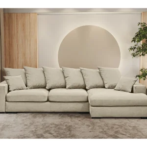 Hoekbank met slaapfunctie en bedstee, Bank L-vorm, Bank L-vorm Gabon stof Riviera Rechts Lichtbeige Hoekbank met slaapfunctie en bedstee, Bank L-vorm, Bank L-vorm Gabon stof Riviera Rechts Lichtbeige
