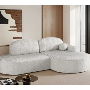 Hoekbank met slaapfunctie en bedstee Modena Ronde stof Poso Beige Rechts Hoekbank met slaapfunctie en bedstee Modena Ronde stof Poso Beige Rechts