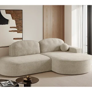 Hoekbank met slaapfunctie en bedstee Modena Rond stof Arena Beige Rechts Hoekbank met slaapfunctie en bedstee Modena Rond stof Arena Beige Rechts