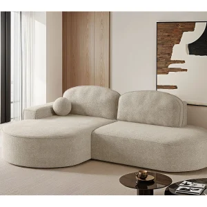 Hoekbank met slaapfunctie en bedstee Modena Rond stof Arena Beige Links Hoekbank met slaapfunctie en bedstee Modena Rond stof Arena Beige Links