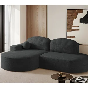 Hoekbank met slaapfunctie en bedstee Modena Ronde stof Arena Graphite Links Hoekbank met slaapfunctie en bedstee Modena Ronde stof Arena Graphite Links