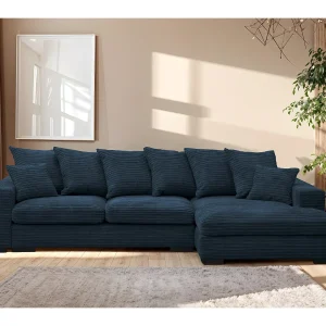 Hoekbank met slaapfunctie en bedstee, Bank L-vorm, Bank L-vorm Gabon stof Zoom Blauw Rechts Hoekbank met slaapfunctie en bedstee, Bank L-vorm, Bank L-vorm Gabon stof Zoom Blauw Rechts
