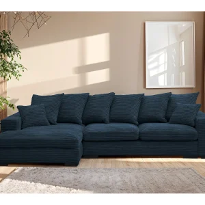 Hoekbank met slaapfunctie en bedstee, Bank L-vorm, Bank L-vorm Gabon stof Zoom Blauw Links Hoekbank met slaapfunctie en bedstee, Bank L-vorm, Bank L-vorm Gabon stof Zoom Blauw Links