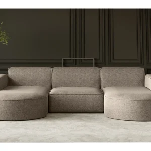 Hoekbank, Modena U-vorm, stof Verita, warm beige Hoekbank, Modena U-vorm, stof Verita, warm beige