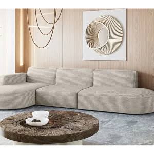 Hoekbank, Modena L-vorm, stof Poso, beige, links Hoekbank, Modena L-vorm, stof Poso, beige, links