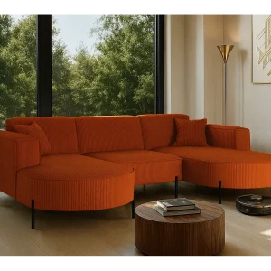 Hoekbank, Sofa Designer Modena U Pure stof Poso Copper